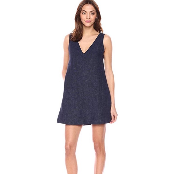 v neck linen shift dress